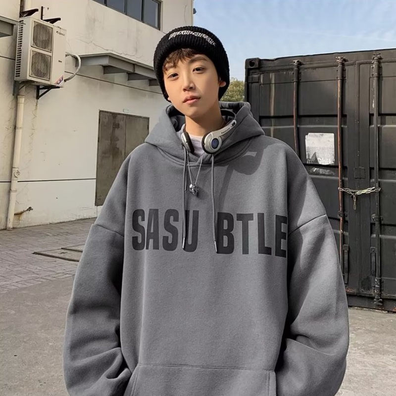 Áo hoodie Dài Tay In Chữ Phong Cách hip hop Đường Phố Hàn Quốc