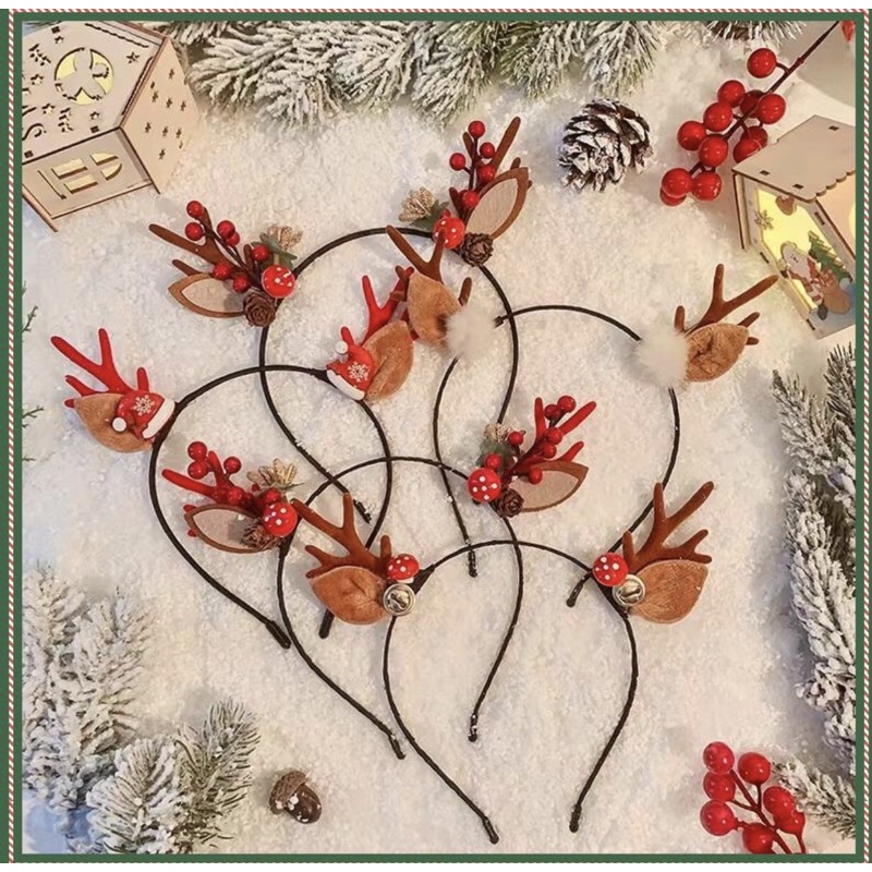 Bờm Noel, cài tóc Noel, băng đô Noel nhiều mẫu hình cây thông, sừng tuần lộc đáng yêu