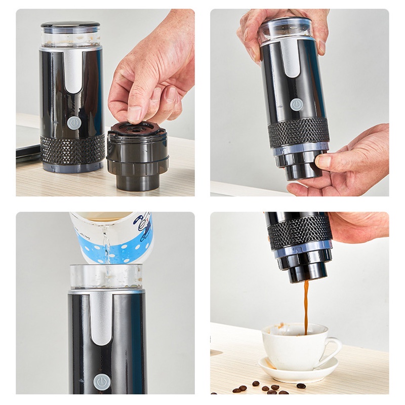 Máy pha cà phê cầm tay mini, máy pha cafe không dây 60ml, tiện lợi khi di chuyển ô tô, du lịch, công tác