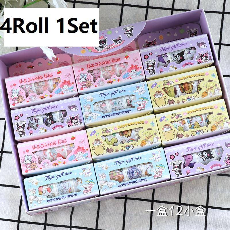 Set 10 Cuộn Băng Dính Họa Tiết Sanrio Washi Mymelody Kuromi Cinnamoroll Pom Pom Purin Pochacco Sáng Tạo Trang Trí