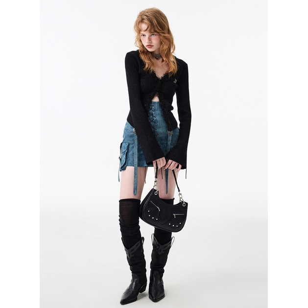 Áo Dệt Kim Cổ Chữ V Dáng Ôm Thời Trang Hàn Quốc Ngọt Ngào