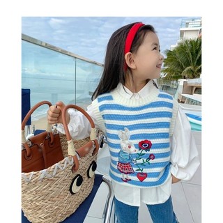 Áo gile len thêu thỏ cho bé gái - chất len dày dặn mềm mại - hàng có sẵn - giá siêu tốt