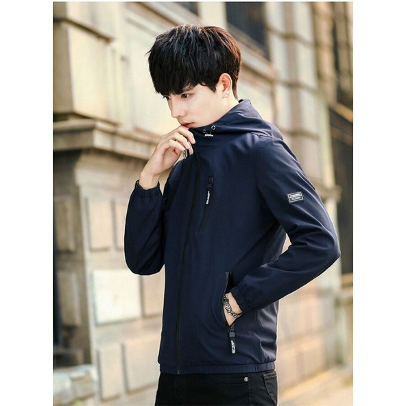 Áo khoác dù nam 2 lớp có nón chống nắng, cản gió, có túi khoá kéo 2 bên hông thời trang