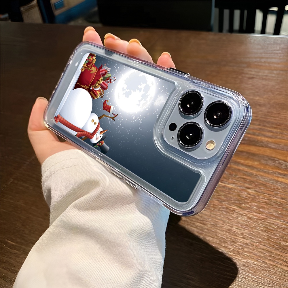 Ốp Điện Thoại Trong Suốt Hình Người Tuyết Giáng Sinh Cho iphone 14promax 11 13 12 7Plus X XS Max