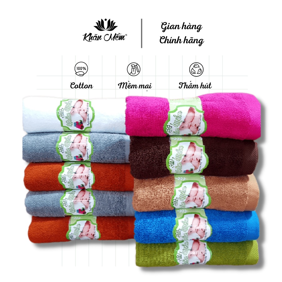 1 chiếc Khăn Mặt Cao Cấp Khăn Mềm 100% Cotton, Dày Dặn Mềm Mịn, Không Ra Màu, Không Sổ Lông, Thấm Hút Nước Tốt