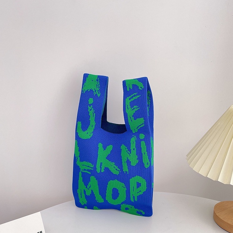 Túi Đeo Vai Đan Len Họa Tiết Sọc Caro Thời Trang Cho Nữ