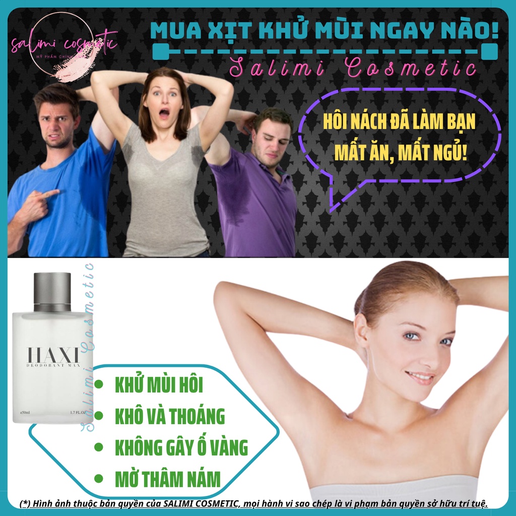 Xịt Hôi Nách HAXI - Hỗ Trợ Trị Hôi Nách, Ra Mồ Hôi Nách, Không Gây Ố Vàng Trên Áo | Dung Tích 50ml