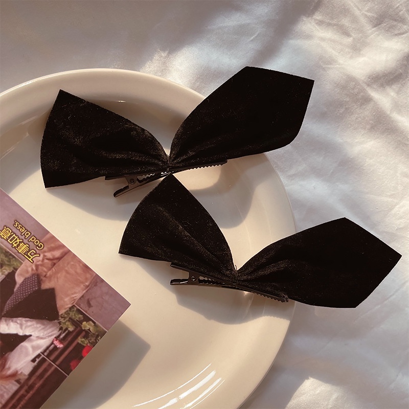 Set 2 Kẹp Tóc Nơ Nhung Thời Trang Thu Đông Mới
