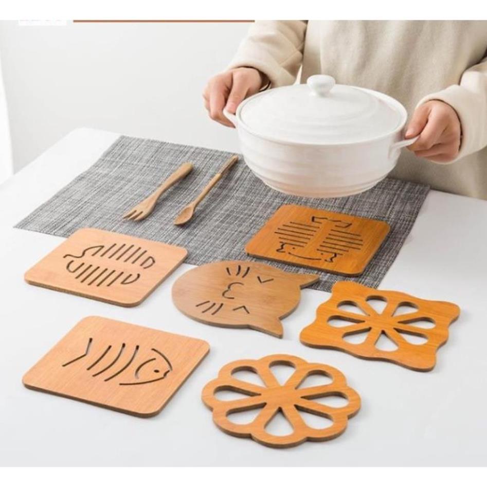 Đế Lót Nồi Gỗ, Lót Cốc Gỗ Cách Nhiệt - Tấm Lót Nồi Xoong, Chén Bát, Ly Cốc - Giao ngẫu nhiên -Dụng cụ pha chế Tony