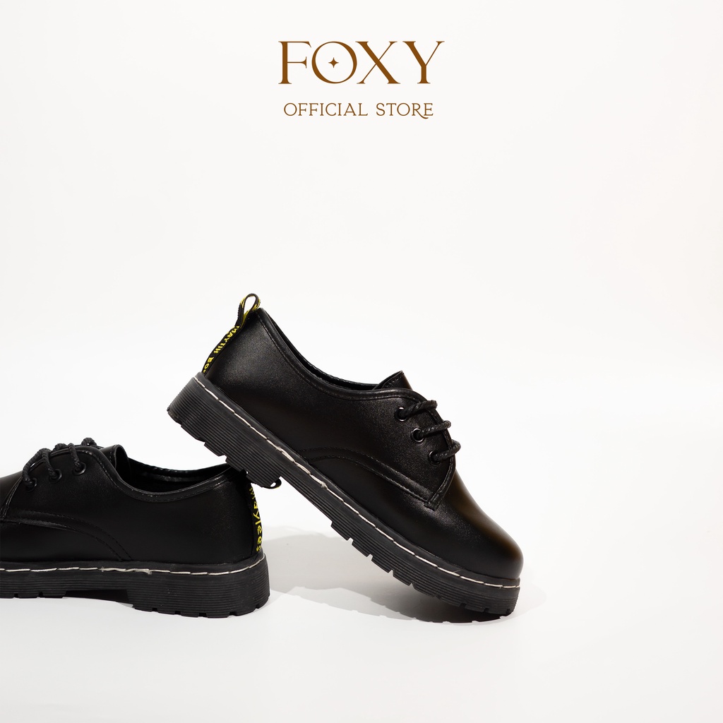 Giày oxford nữ, giày loafer nữ da mềm cao cấp màu đen đế cao FOXY - FOX058