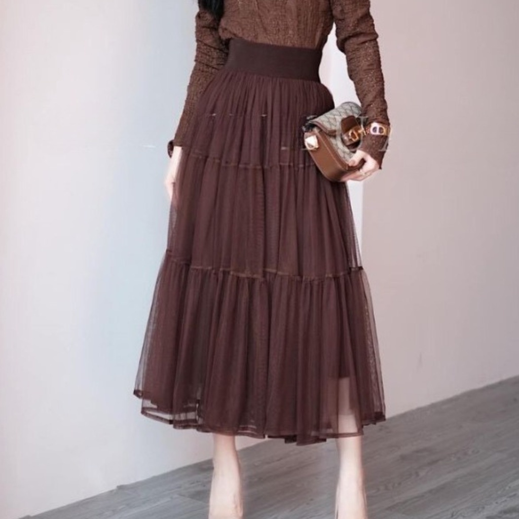Chân váy dài QCCC, chân váy voan, chất voan dày đẹp hàng loại 1