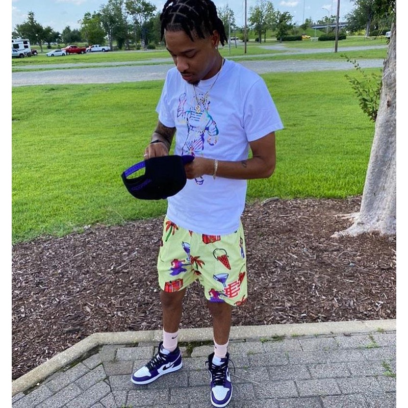 Eric Emanuel Quần Short Thể Thao Dài Đến Đầu Gối Dáng Rộng Phối Lưới Thoáng Khí Phong Cách Mỹ Hợp Thời Trang Mùa Hè Hàng Mới Dành Cho Nam