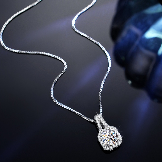 Vòng cổ moissanite thực s925 Sterling Silver Moissanite Diamond Pendant