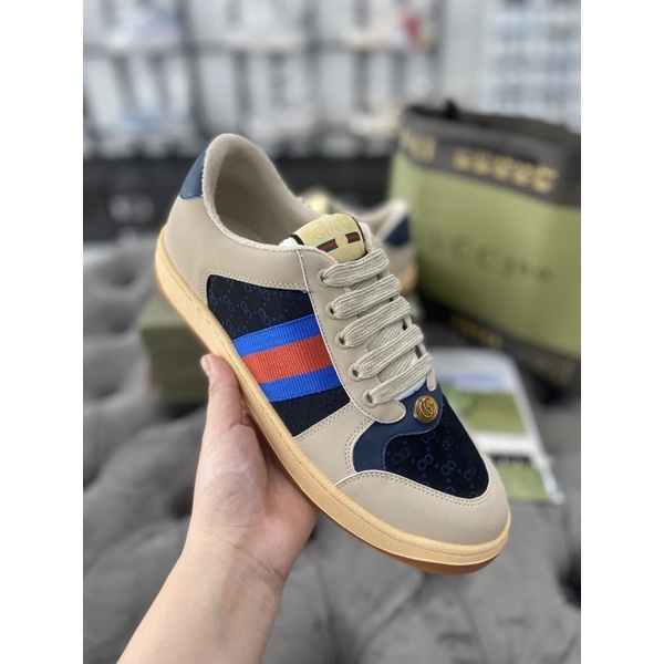 Giày thể thao GC Sơn Tùng xanh navy đậm,Giày thể thao GG 3 vạch 𝐆𝐮𝐜𝐜𝐢 xanh navy đậm cao cấp - Ảnh Thật