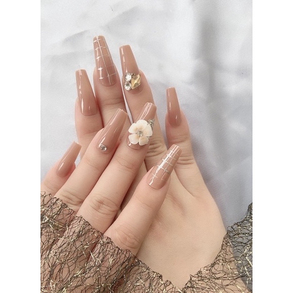 Móng Tay Giả Đính Đá QQ Nail Box 24 Móng Giả Đính Đá Cao Cấp