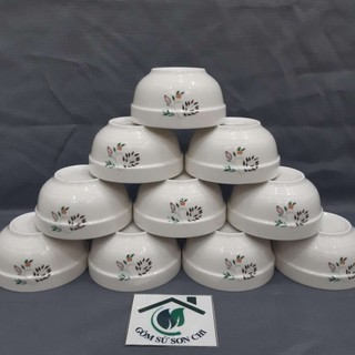Bộ gốm sứ 10 Chén ăn cơm Lá Sim 11.5cm