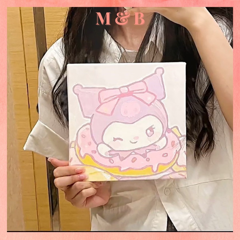 Tranh sơn dầu số hóa Sanrio Melody Kuromi, tranh decor tô màu theo số quà tặng đồ lưu niệm tặng kèm bộ màu và bút vẽ