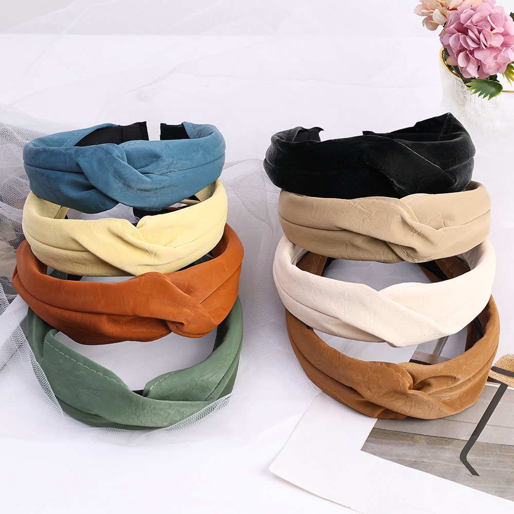 Băng Đô Cài Tóc Bằng Da PU Phong Cách Pháp Cổ Điển Thời Trang Cho Nữ