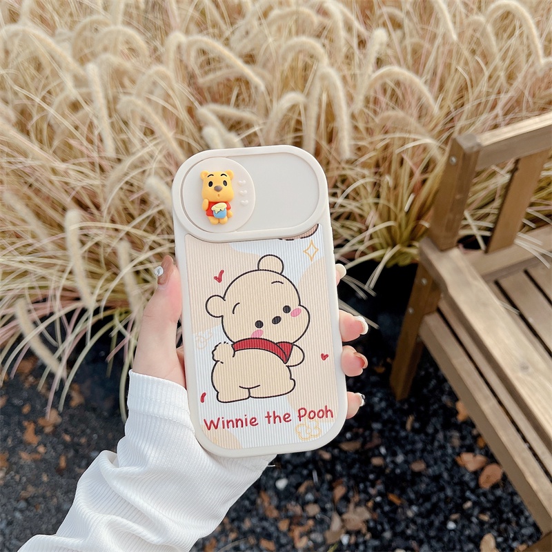 DISNEY Ốp Điện Thoại TPU Silicon Mềm Hình Cún Winnie Hoạt Hình 3D Cho iPhone 14 12 11 13 Pro Max 14 Plus