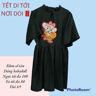 ĐẦM BABYDOLL TAY LOE CỔ TÀU ĐEN - ĐẦM TẾT - ĐẦM CHUỘT