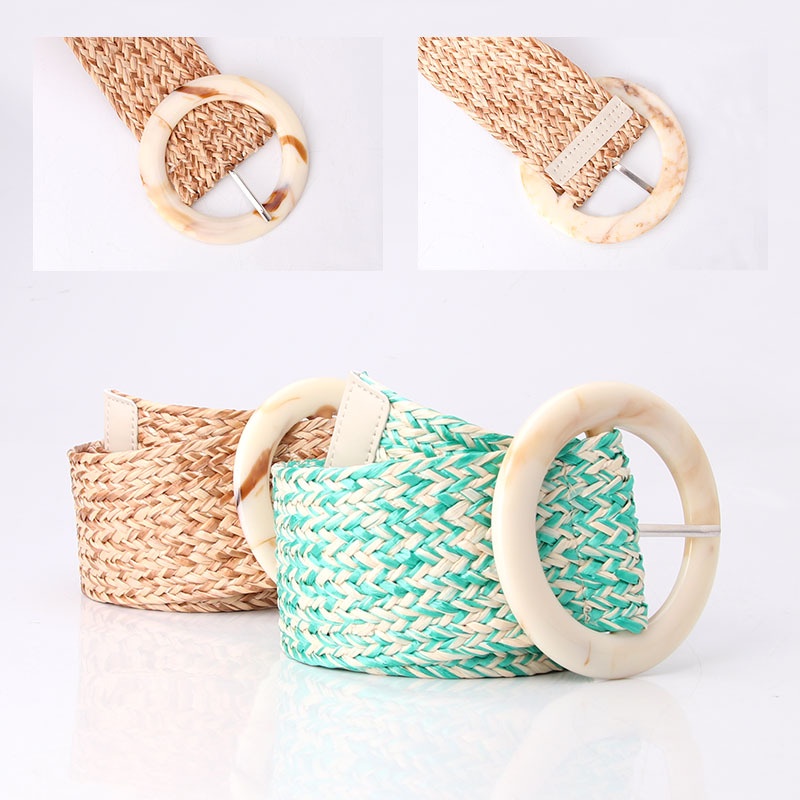 Thắt Lưng Bện Dây Bản Rộng Bằng Nhựa Resin Nhiều Màu Sắc Trang Trí Đầm Cho Nữ