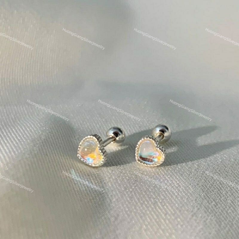 Bông tai chốt bi ren vặn Bạc s925 - HuongGiangSilver