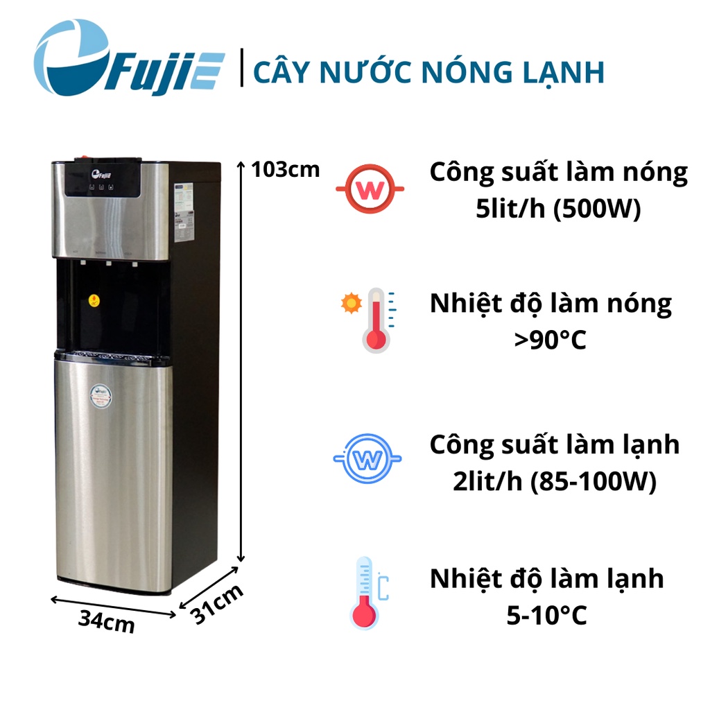 Cây Nước Nóng Lạnh Bình Âm FujiE WD7500C, 3 chế độ nóng - lạnh - thường, tự động ngắt an toàn tiết kiệm điện