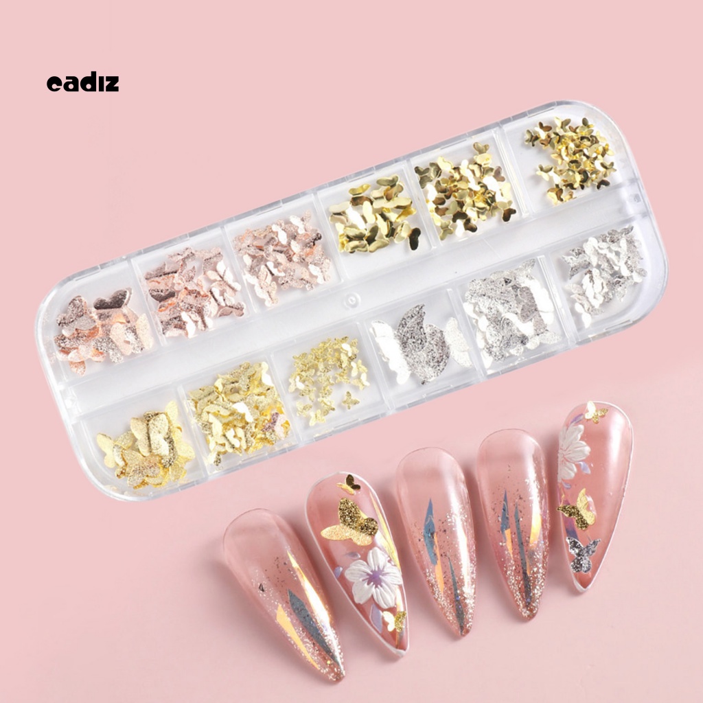 1 Hộp Phụ Kiện Trang Trí Móng Tay Hình Bướm 3D DIY