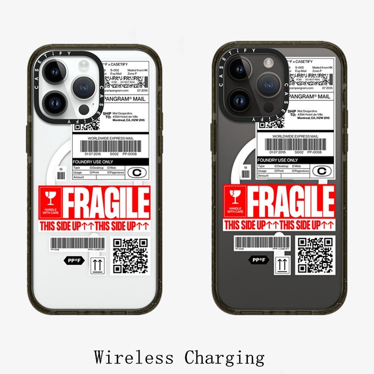 Ốp Điện Thoại PC Cứng Họa Tiết Nhãn Hiệu Fragile CASETIFY Cho iPhone 14 14Pro 11 12 13 Pro Max PP-0008