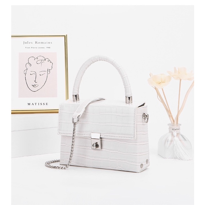 Túi Đeo Chéo Hình Vuông Nhỏ Họa Tiết Da Cá Sấu Thời Trang