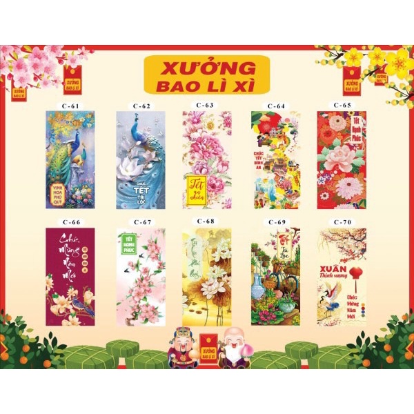 Set 10 bao lì xì tết Quý Mão truyền thống mix mẫu size lớn, baolixi 2023 - M.A Shop