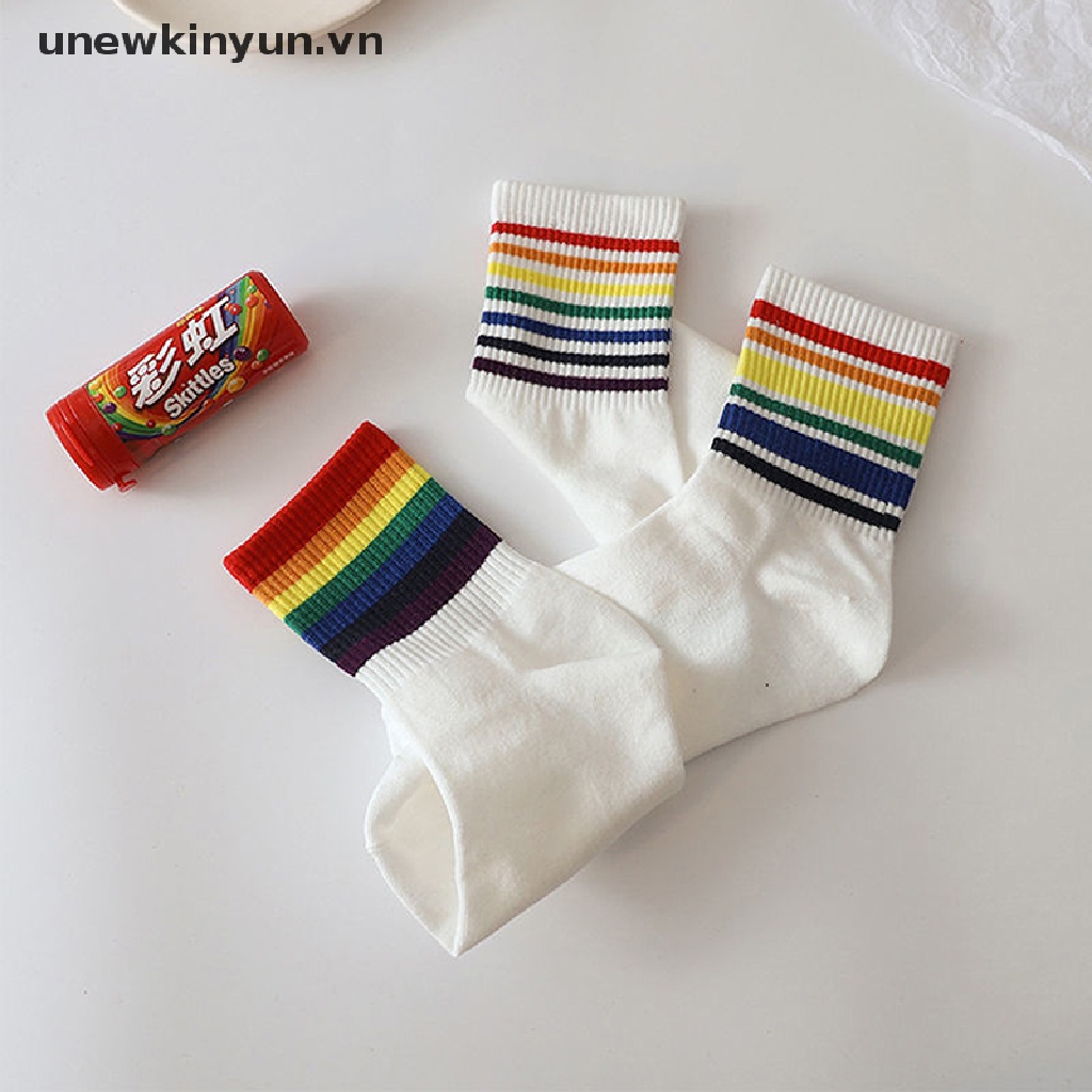 Vớ Đi Mưa Giữ Ấm Họa Tiết Kẻ Sọc Vui Nhộn Thời Trang Đường Phố Hàn Quốc Cho Nữ UU LGBT