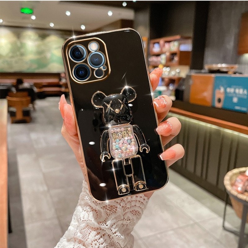 Ốp Điện Thoại Màu Kẹo Ngọt Có Giá Đỡ Hình Gấu Cho OPPO A52 A92 A3s A12E A7 A5s A12 A53 A31 A33 F9 F11 A5 A9 2020