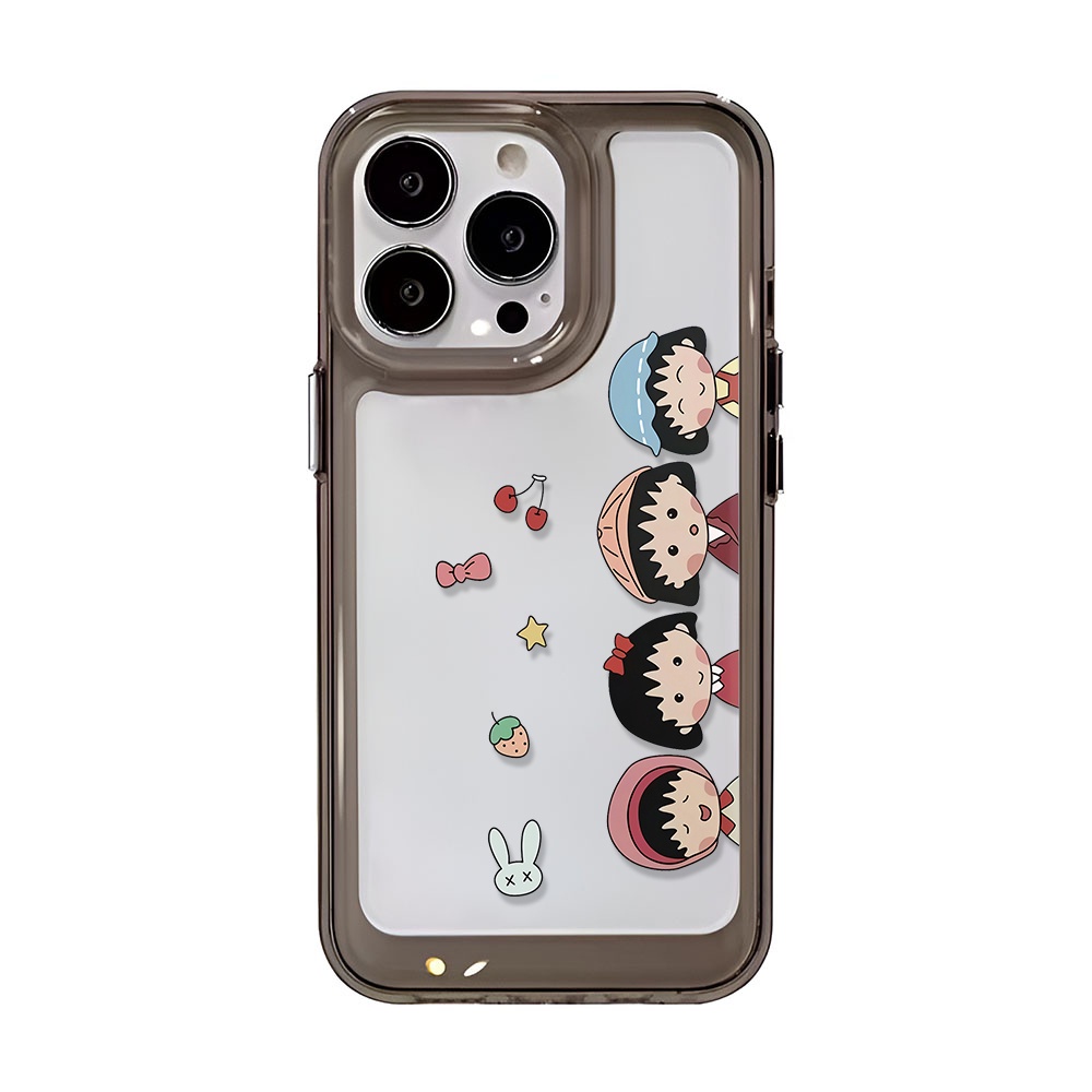 Ốp Điện Thoại Màu Đen In Hình Hoạt Hình Maruko-chan Cho iphone 14ProMax 13 11 12 7Plus X XR XS Max 8 7
