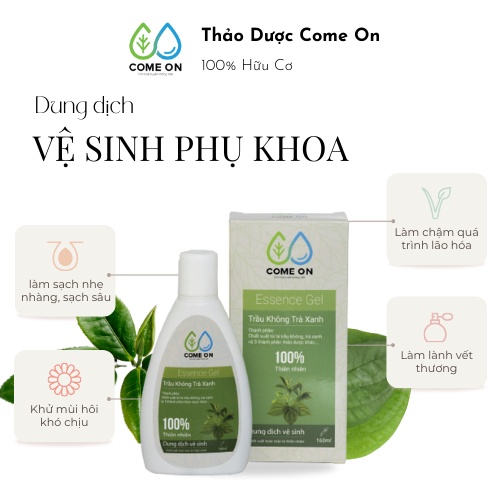 Dung dịch vệ sinh phụ nữ thảo dược Come On 160ml, làm hồng giảm nấm ngứa phụ khoa an toàn bà bầu và sau sinh