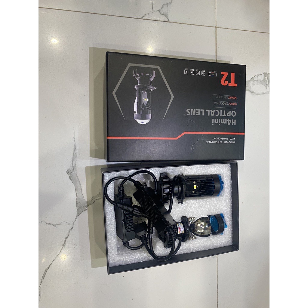 Đèn Pha Led T2 Chính hãng Siêu Sáng 47W Có Cost - Pha Chân H4 Gắn Xe Máy, Oto Bảo hành 12 Tháng