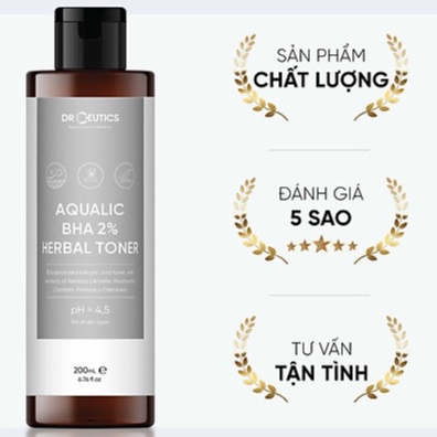 Nước Cân Bằng DrCeutics Alcoholic BHA 2% Therapy Toner Cho Da Dầu, Làm Sạch Sâu