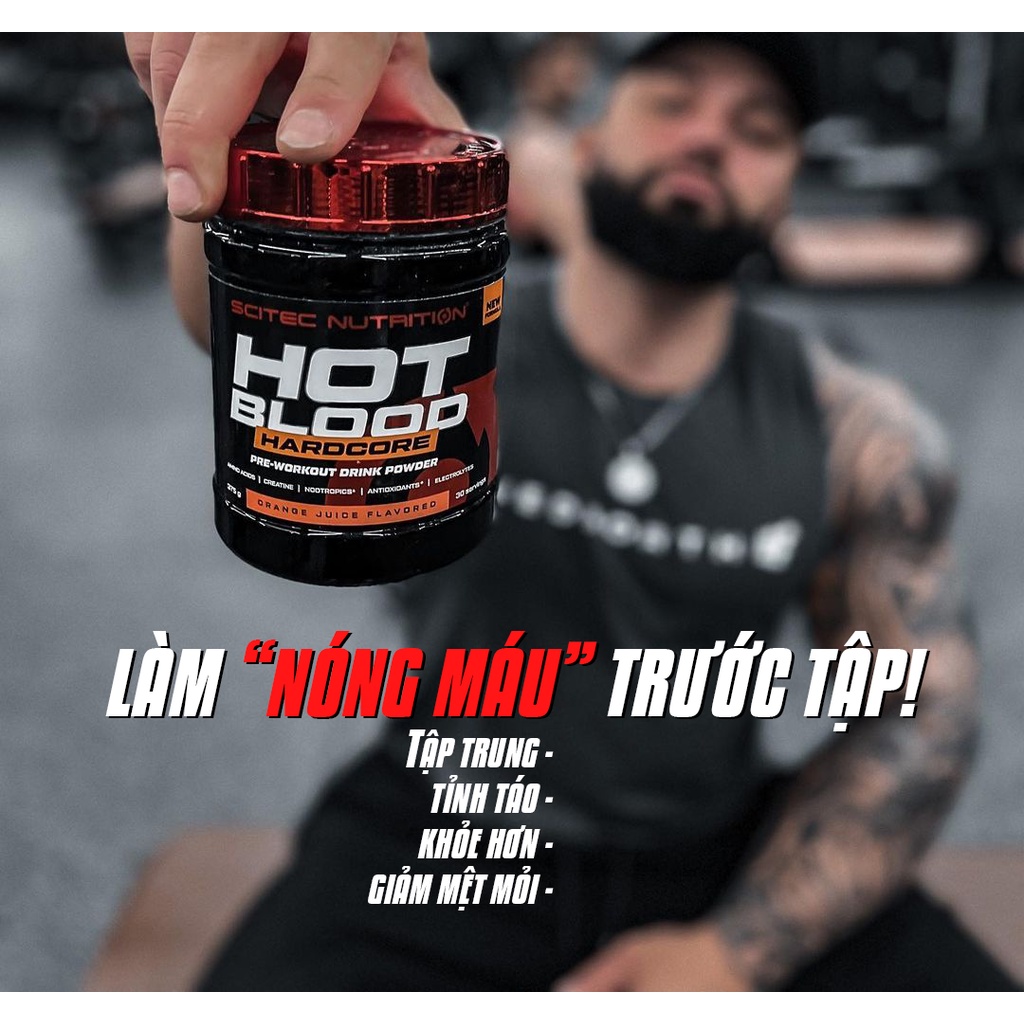Scitec Hot Blood Hardcore + Quà 0 đồng | Pre workout Tăng Năng Lượng Sức Mạnh   - Chính hãng SHAPE