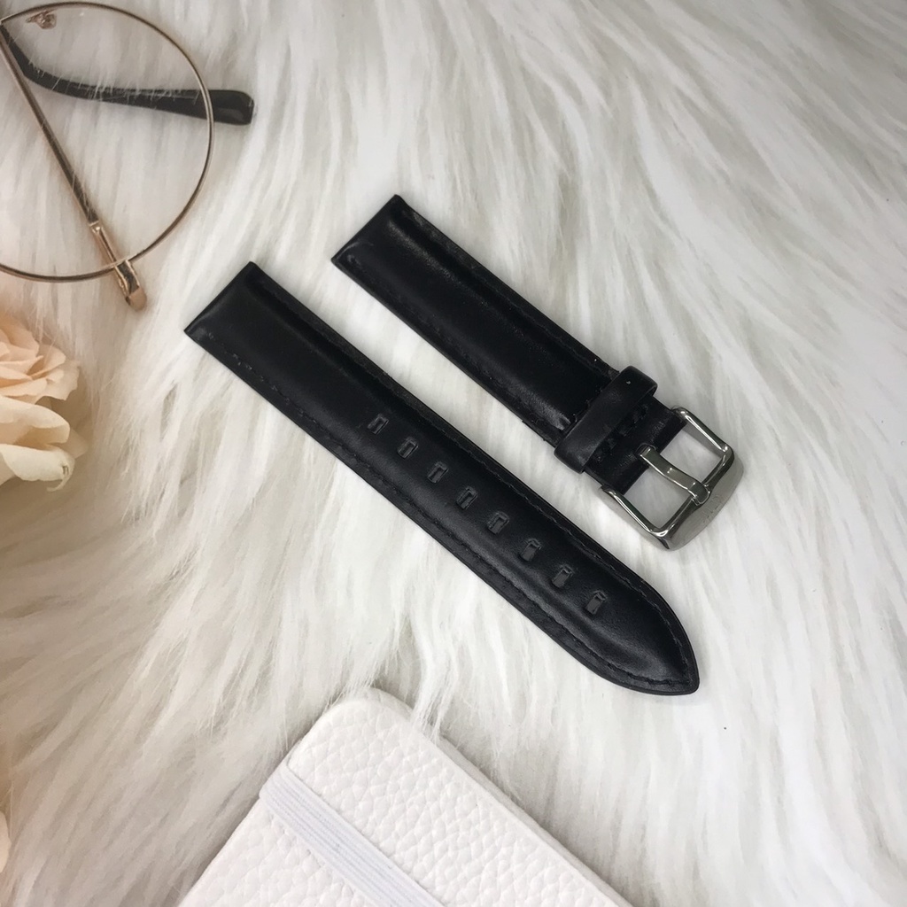 Dây Đồng Hồ Đeo Tay Da Bò Màu Nâu Đậm Tặng Kèm Hộp Gỗ và Phụ kiện