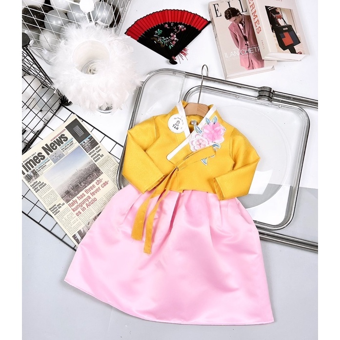 Set váy hanbook 2 chi tiết cho bé gái hàng gấm takta cao cấp