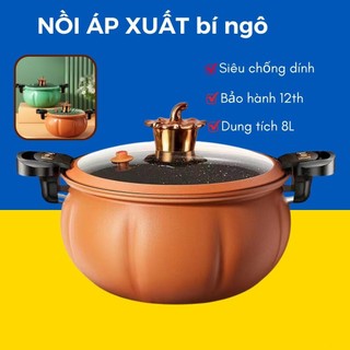 Nồi áp suất, nồi hầm đa năng chống dính hình quả bí ngô dung tích 8l cao cấp