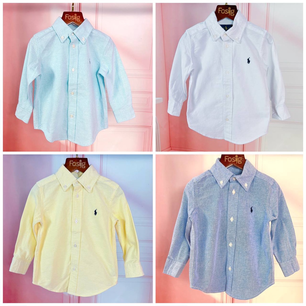 Áo Sơ Mi Tay Dài Bé Trai RL Polo - Xanh Ngọc Ngựa, Vàng Ngựa, Xanh Trắng