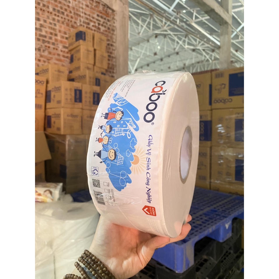 HCM - Hàng y hình - Giấy cuộn công nghiệp đa năng lụa mịn dai Caboo 700gr - Ngô Mộc Trà Shop