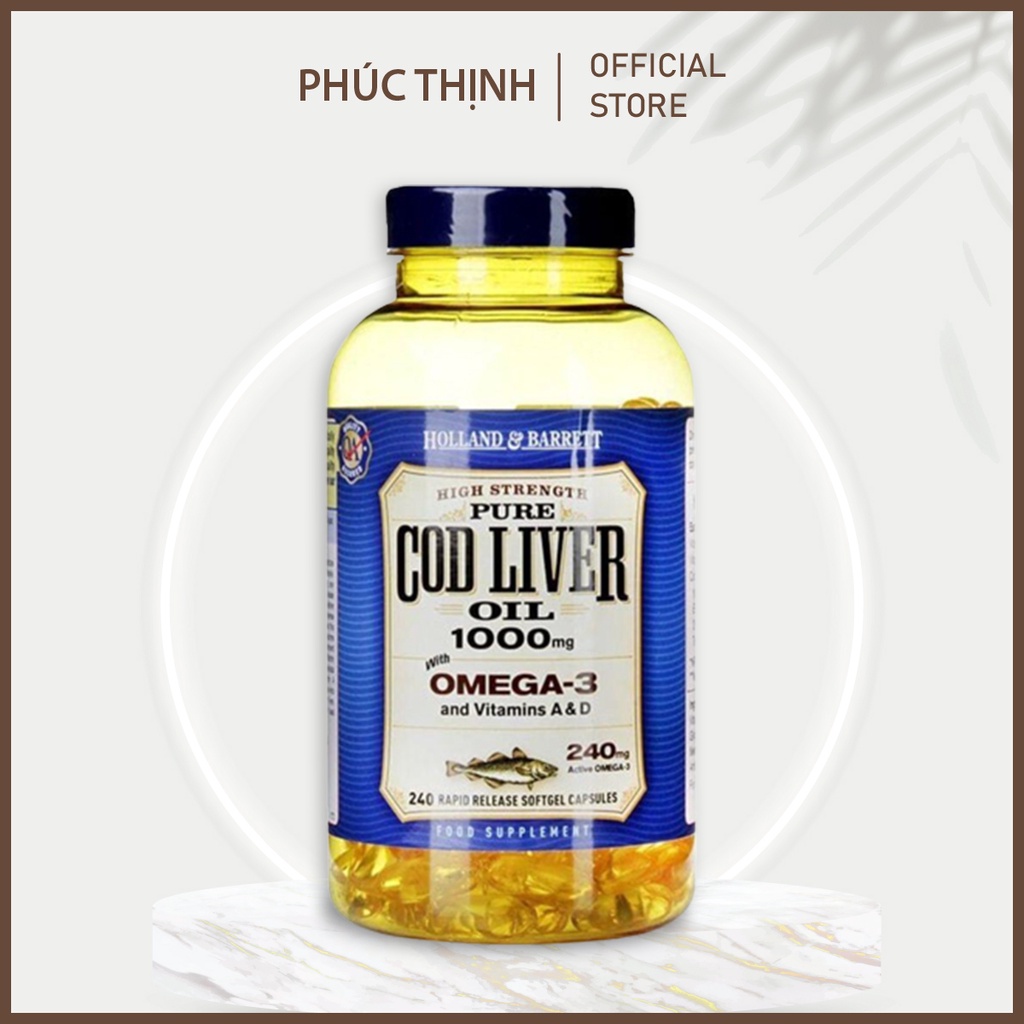 Dầu Gan Cá Tuyết Holland & Barrett Cod Liver Oil 240 Viên 1000mg Bổ Sung Vitamin