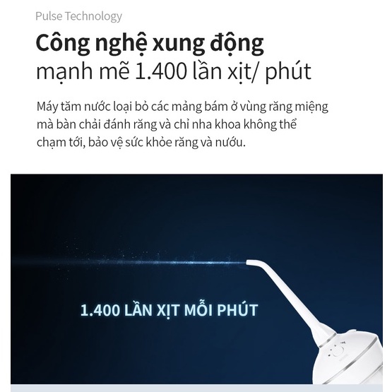 Máy tăm nước không dây LocknLock ENR126WHT - Hàng chính hãng, dung tích 280ml, làm sạch lỗ siêu nhỏ 0,6mm - JoyMall