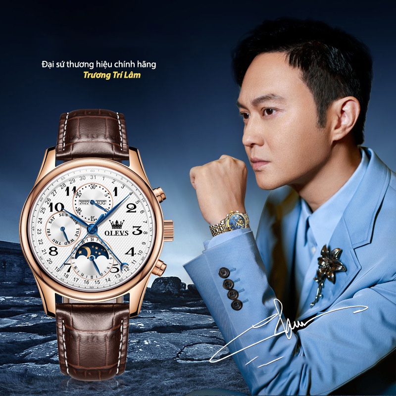 Đồng hồ nam Olevs máy cơ size 42mm,dây đeo thép không gỉ,chống nước 30m,bảo hành toàn quốc 12 tháng