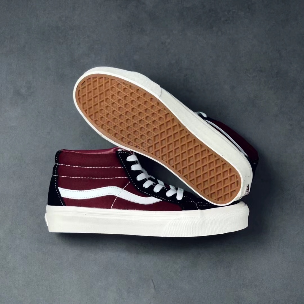 Giày Thể Thao VANS SK8-Mid Classic Mid-Top Kẻ Sọc Đỏ Tía Thời Trang Unisex-1983