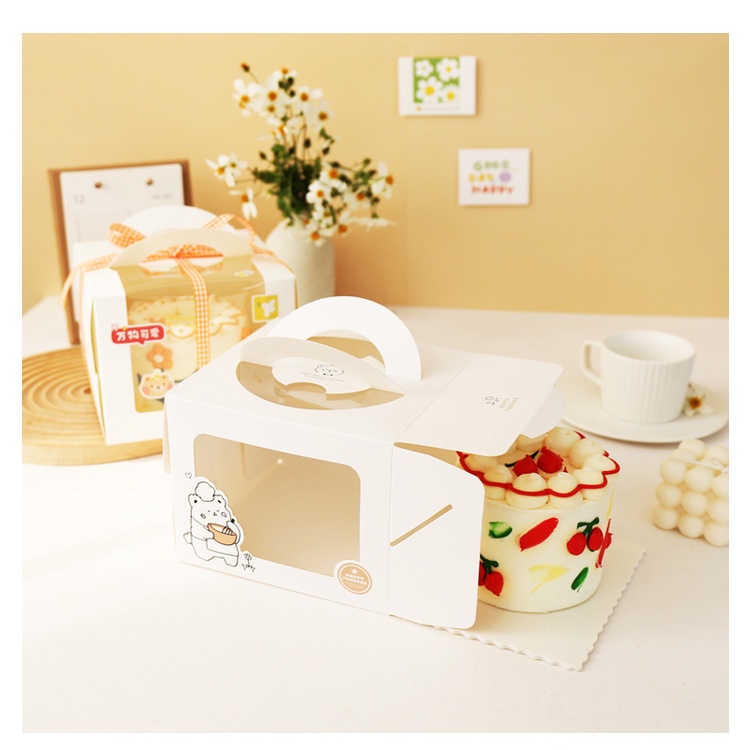 HỘP BÁNH KEM HOẠ TIẾT 16 X 16 12,5 CM