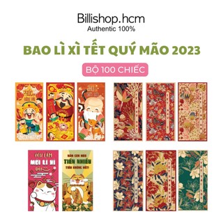 Bộ 100 chiếc lì xì may mắn hoa lá phú quý siêu hot 2023