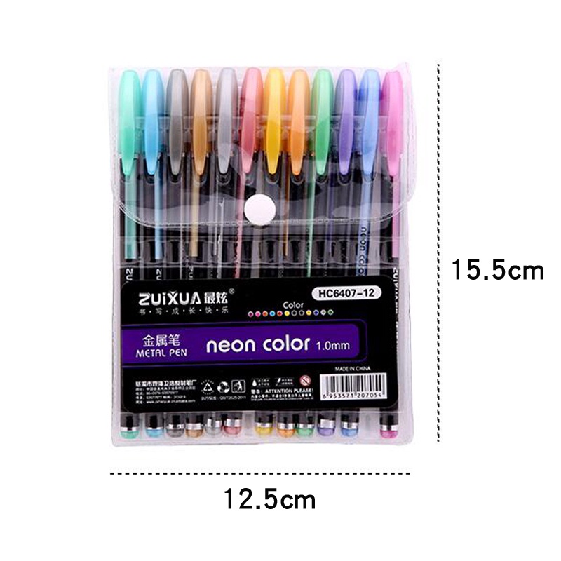 Y&amp;X Bộ 12 bút mực nhiều màu sắc khác nhau đáng yêu đa năng tiện lợi/Bút bi nhiều màu